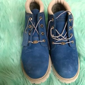 Blue waterproof Timberland boots